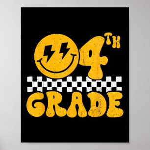 Poster Visage souriant groovy 4e année professeur de quat