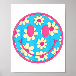 Poster Visage Sourire Fleur Retro Heureux Hommes Esthétiq
