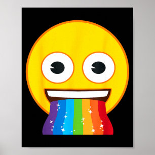 Poster Visage sourire jaune bouche arc-en-ciel Emoji offi