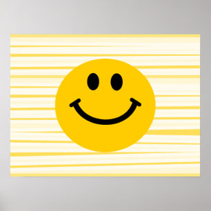 Poster Visage sur rayures jaune soleil
