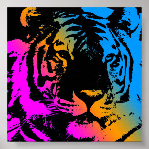 Poster Visage vintage de tigre du tigre 80s de Corey