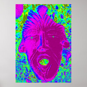 Poster visage violet bouche ouverte