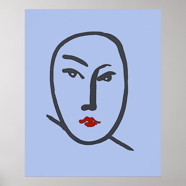 Poster Visages bleus Abstraits (Devant)