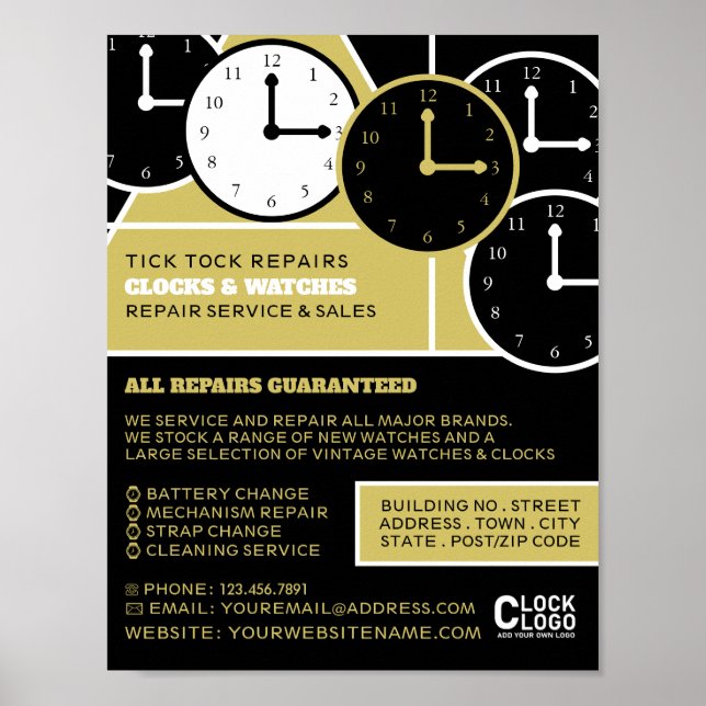 Poster Visages de l'horloge, Horologiste publicité (Devant)
