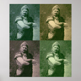 Poster visages d'un chanteur d'opéra français fou de 1909