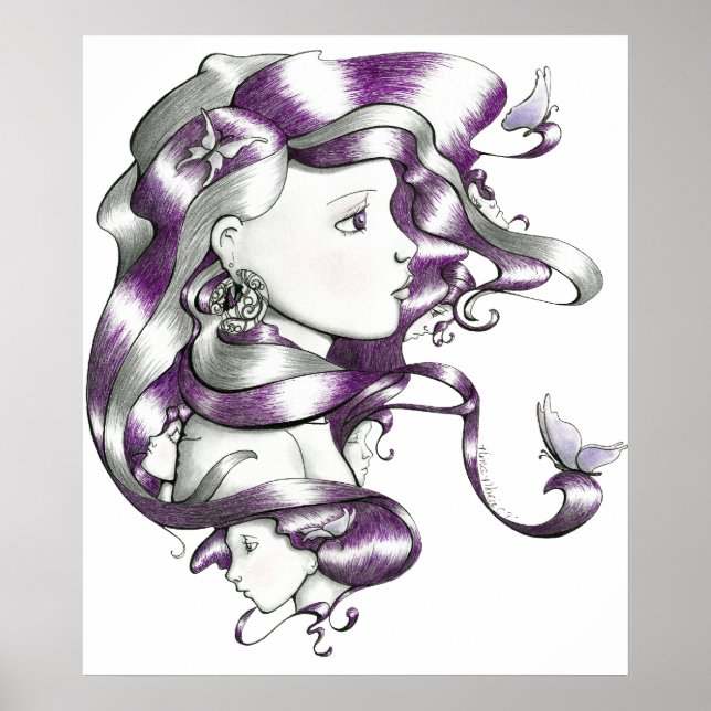 Poster visages violets (Devant)