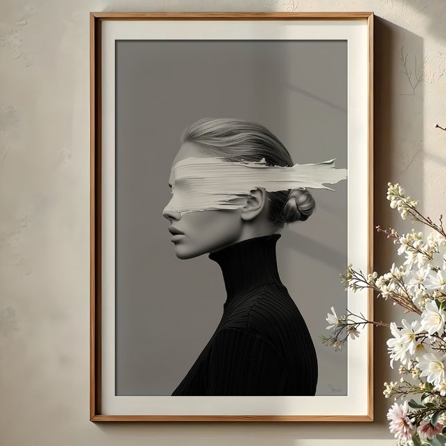 Poster Vision Abstraite : Portrait de peinture monochrome (Créateur téléchargé)