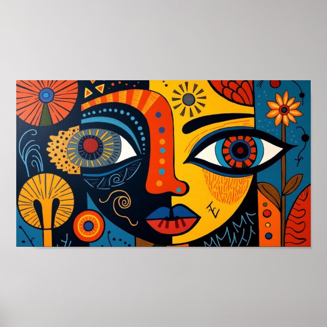 Poster Vision cosmique : Yeux Abstraits de l'univers (Devant)