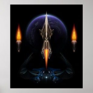 Poster Vision Du Vol Sur L'Affiche De Mur D'Art Fractal N