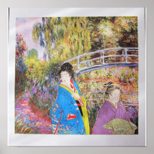 Poster Visite du jardin de Monet - collage artistique