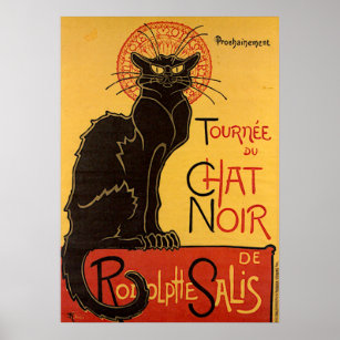 Poster Visite en chat noir - Art nouveau
