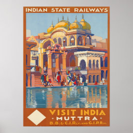 Poster Visite vintage Inde Muttra par Roger Broders Trave