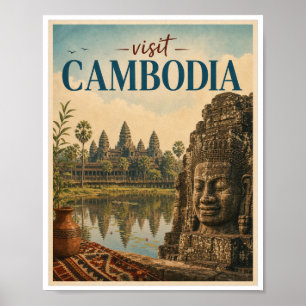 Poster Visiter Cambodge Voyage Vintage