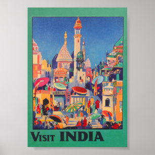 Poster Visiter l'affiche Vintage voyage indienne