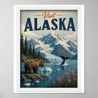 Poster Visitez Alaska Voyage Vintage