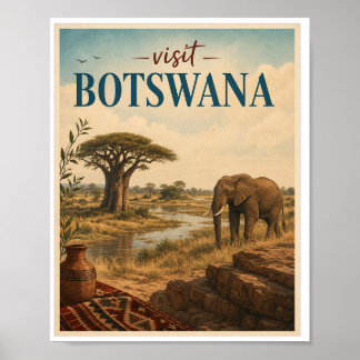 Poster Visitez Botswana Travel Vintage