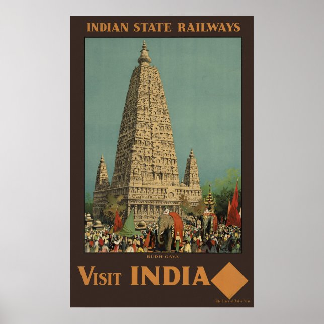 Poster Visitez India Budh Gaya (Devant)