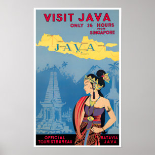 Poster Visitez Java vintage travel