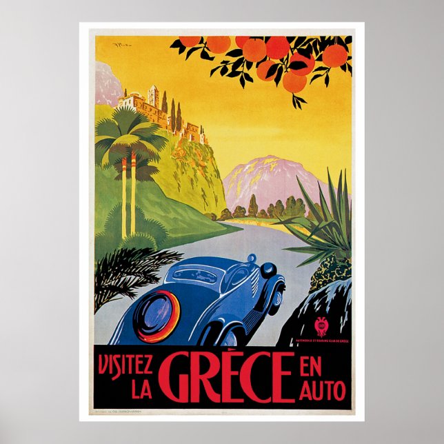 Poster Visitez La Grece en Auto (Devant)