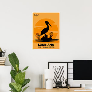 Poster Visitez la Louisiane, l'État du Pélican,