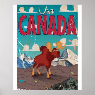 Poster Visitez l'affiche de voyage de Canada Cartoon