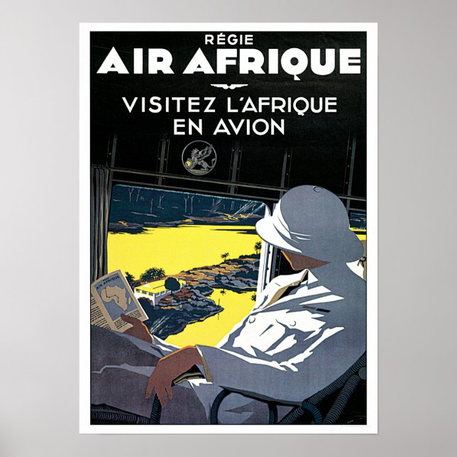 Poster Visitez l'AFRIQUE par avion Old French Airlines Tr (Devant)