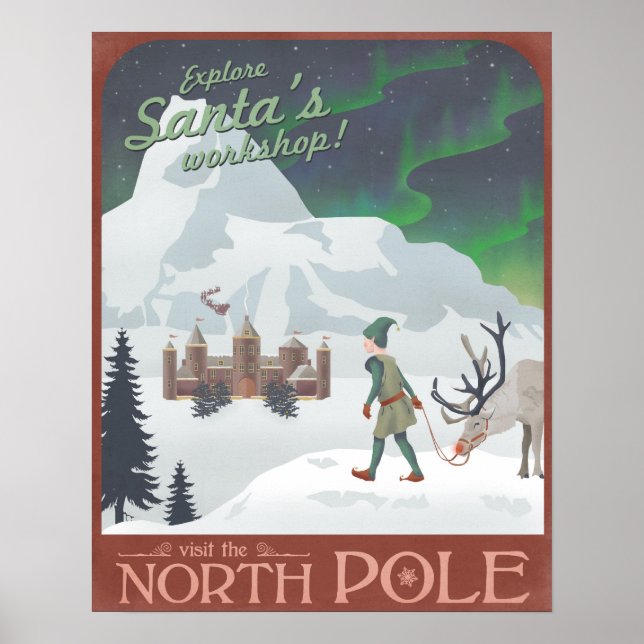 Poster Visitez l'atelier de Père Noël au pôle Nord (Devant)