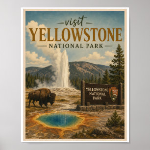 Poster Visitez le parc national de Yellowstone Voyage Vin