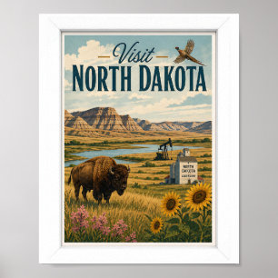 Poster Visitez le Voyage Antique du Dakota du Nord