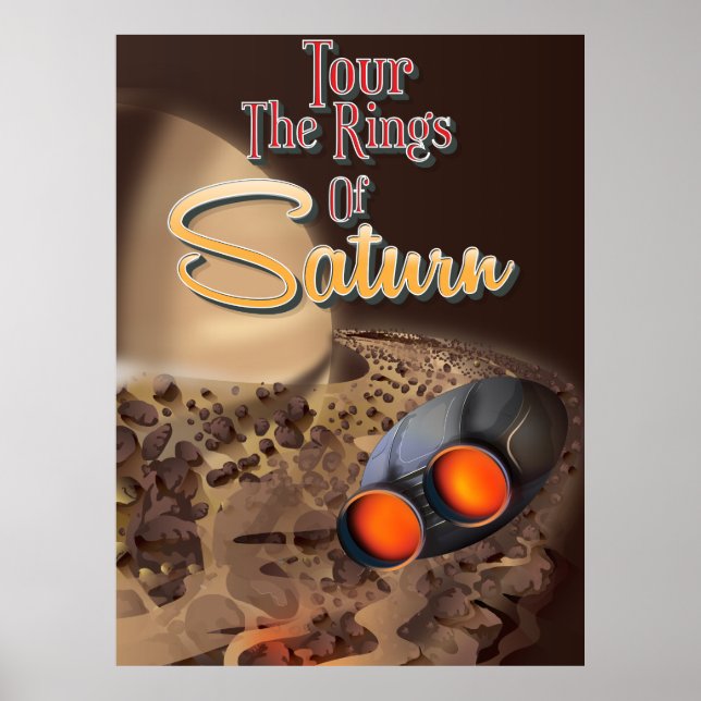 Poster Visitez les anneaux de l'affiche Saturn Travel. (Devant)