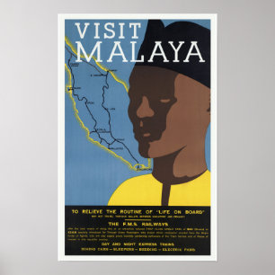 Poster Visitez les chemins de fer Malaya Malaysia