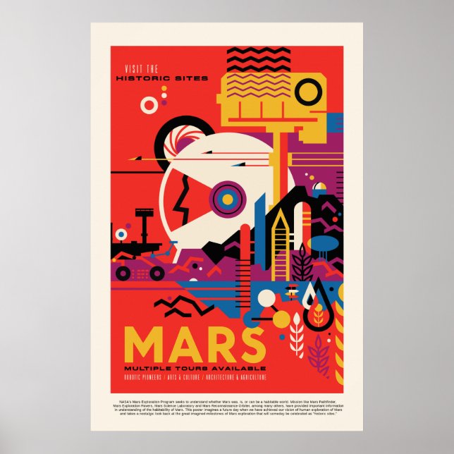 Poster Visitez les sites historiques de Mars NASA Travel (Devant)