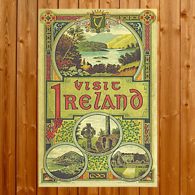 Poster Visitez l'Irlande voyage vintage unique (Créateur téléchargé)
