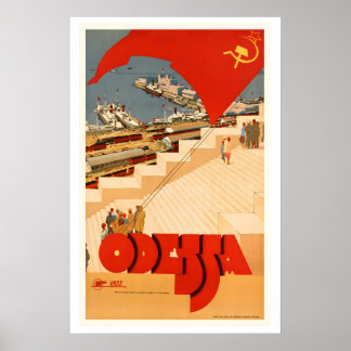 Poster Visitez Odessa Ukraine Ere Soviétique Voyage Vinta