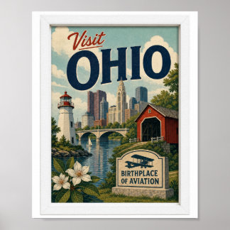 Poster Visitez Ohio Voyage Vintage