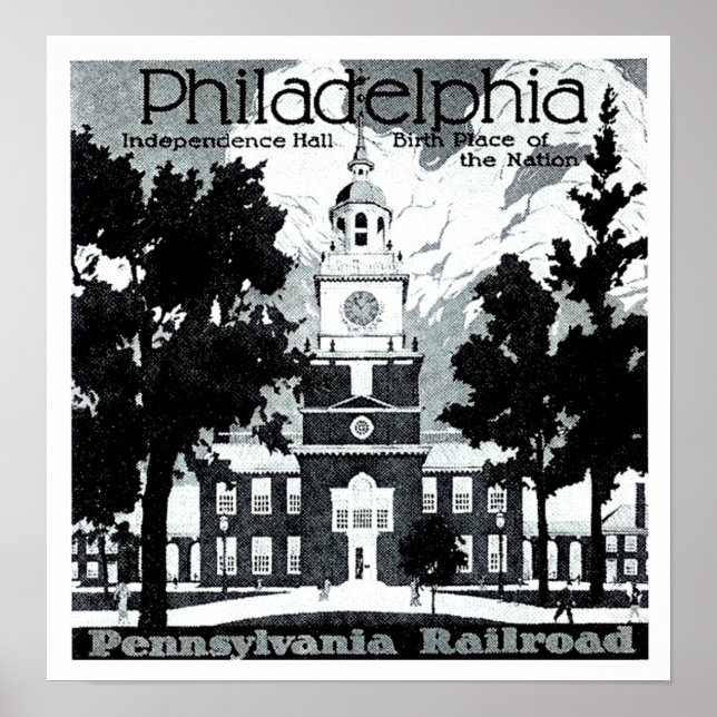Poster Visitez Philadelphie sur la Pennsylvania Railroad (Devant)