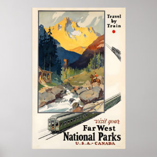 Poster Visitez vos parcs nationaux de l'extrême ouest Éta
