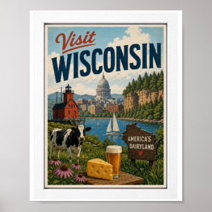 Poster Visitez Wisconsin Voyage Vintage