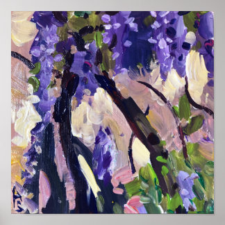 Poster Vistérie en fleur de peinture contemporaine