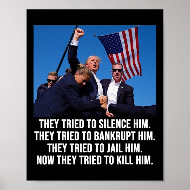 Poster Vit Donald Trump Tiré dans la boue - Ne jamais aba (Devant)