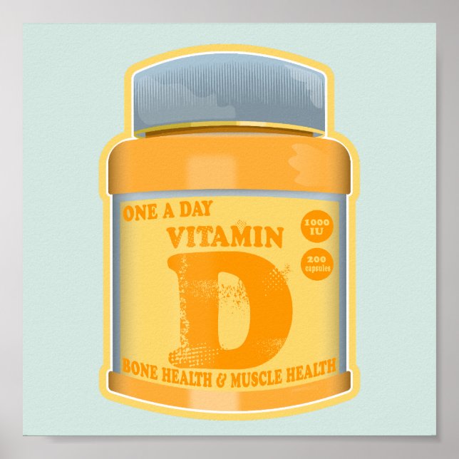 Poster Vitamine D capsules santé et bien-être (Devant)