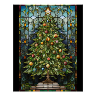 Poster Vitrail de l'arbre de Noël
