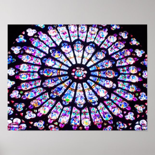Poster Vitrail de Paris Notre-Dame - La Rose (Devant)