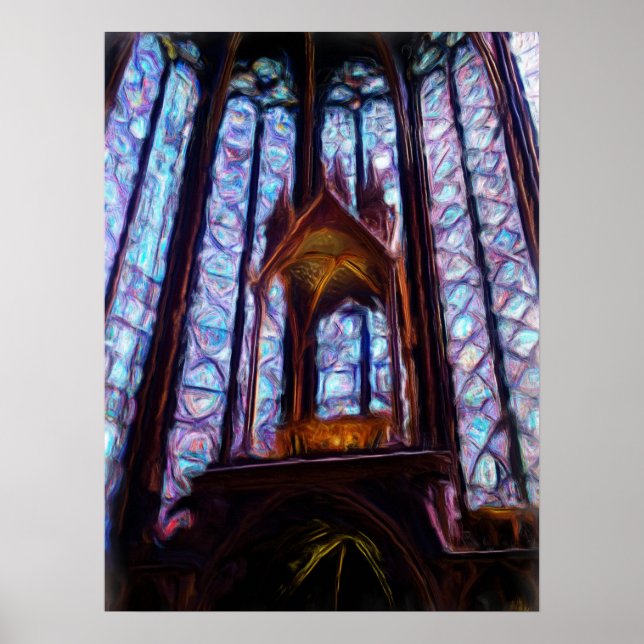 Poster Vitrail de Sainte-Chapelle à Paris - Huile (Devant)