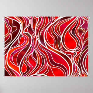 Poster Vitrail rouge Abstrait