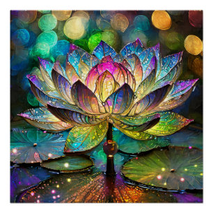 Poster Vitreaux Fleur de Lotus Vibrante