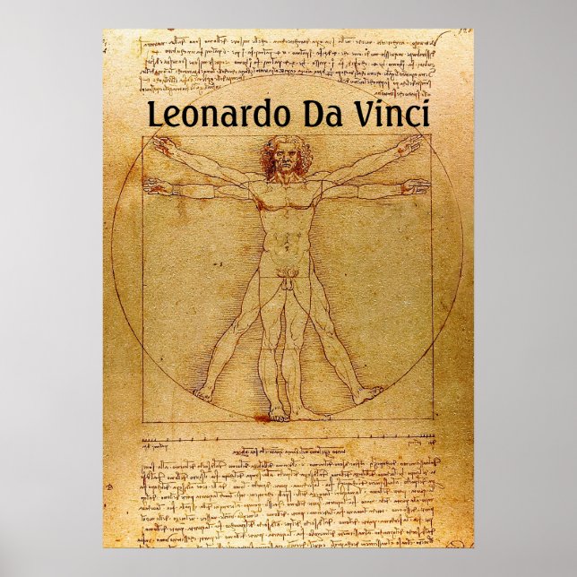 Poster Vitruvian Man-Leonardo Da Vinci (Devant)