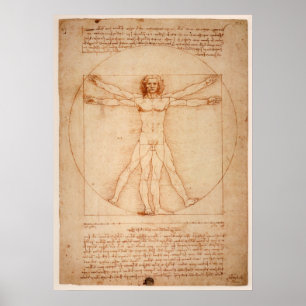 Poster Vitruvian Man von Leonardo da Vinci