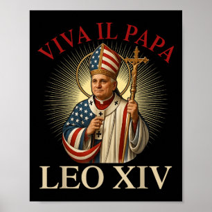 Poster Viva Il Papa Pape Leo Xiv Premier Pontife Américai