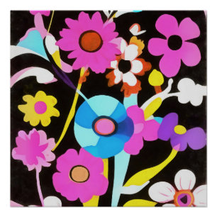 Poster Viva Magenta Abstraite Fleurs de Printemps Boho Ré